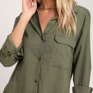 SHEIN Olive green button up